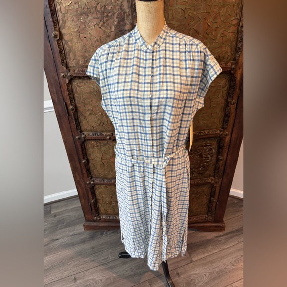 Trivets Bird of Paradise Blue and White Plaid Dress S